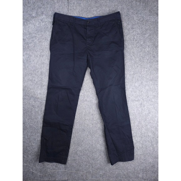Burberry Chino Pants Men's 32R (FITS 32 x 29) Navy Blue Button Fly 100% Cotton - Picture 1 of 10